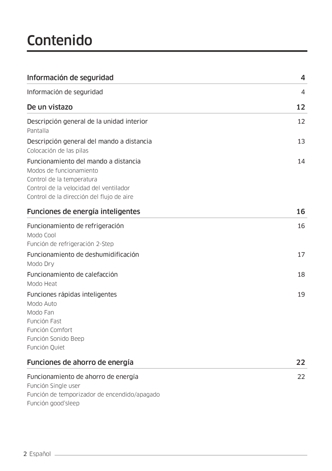 Samsung AR12MSFPEWQNET, AR09MSFPEWQNET manual Contenido, De un vistazo 