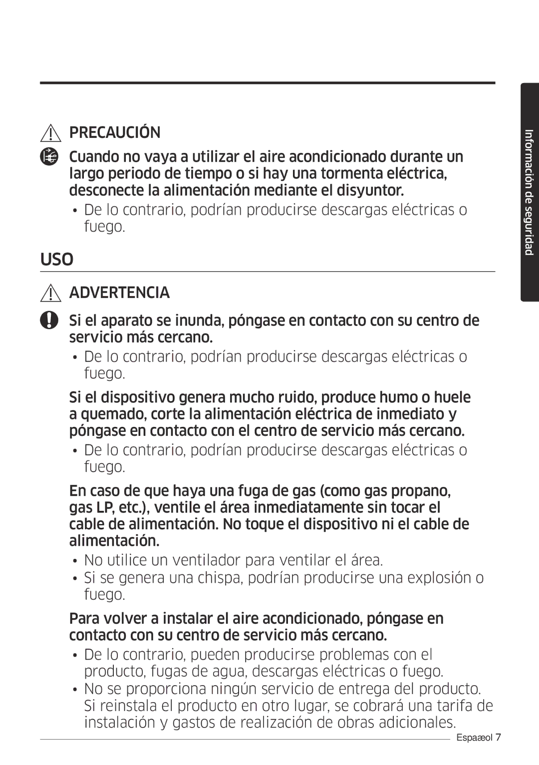 Samsung AR09MSFPEWQNET, AR12MSFPEWQNET manual Uso 