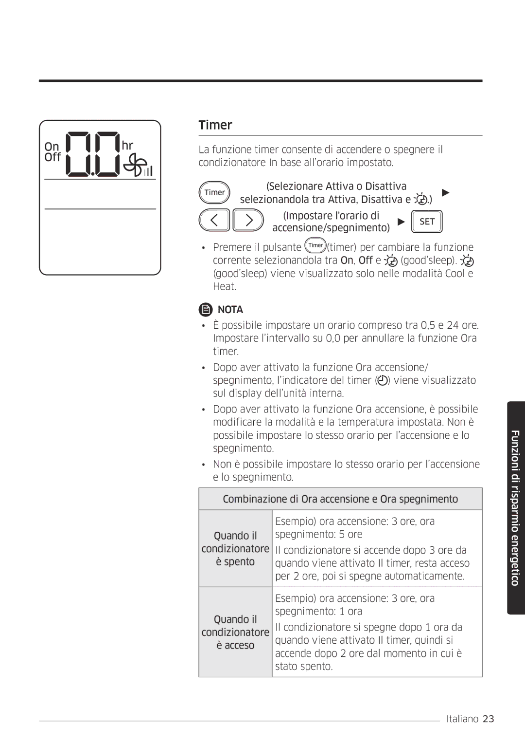 Samsung AR09MSFPEWQNEU, AR12MSFPEWQNEU, AR09MSFPEWQNET, AR12MSFPEWQNET manual Timer 