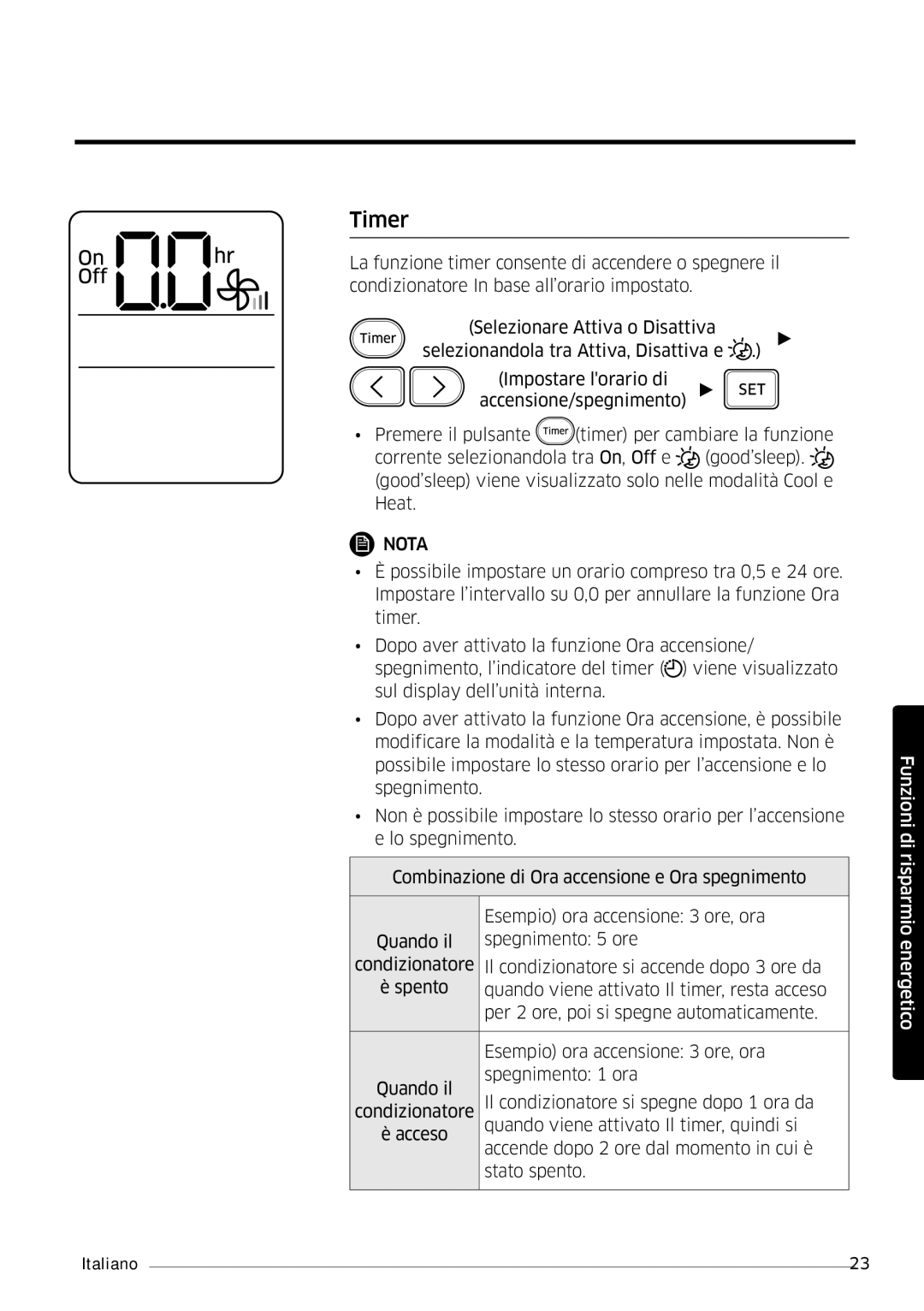 Samsung AR12MSFPEWQNEU, AR09MSFPEWQNEU, AR18MSFPEWQNEU, AR07MSFPEWQNEU, AR24MSFPEWQNEU, AR09MSFPEWQNET, AR12MSFPEWQNET Timer 