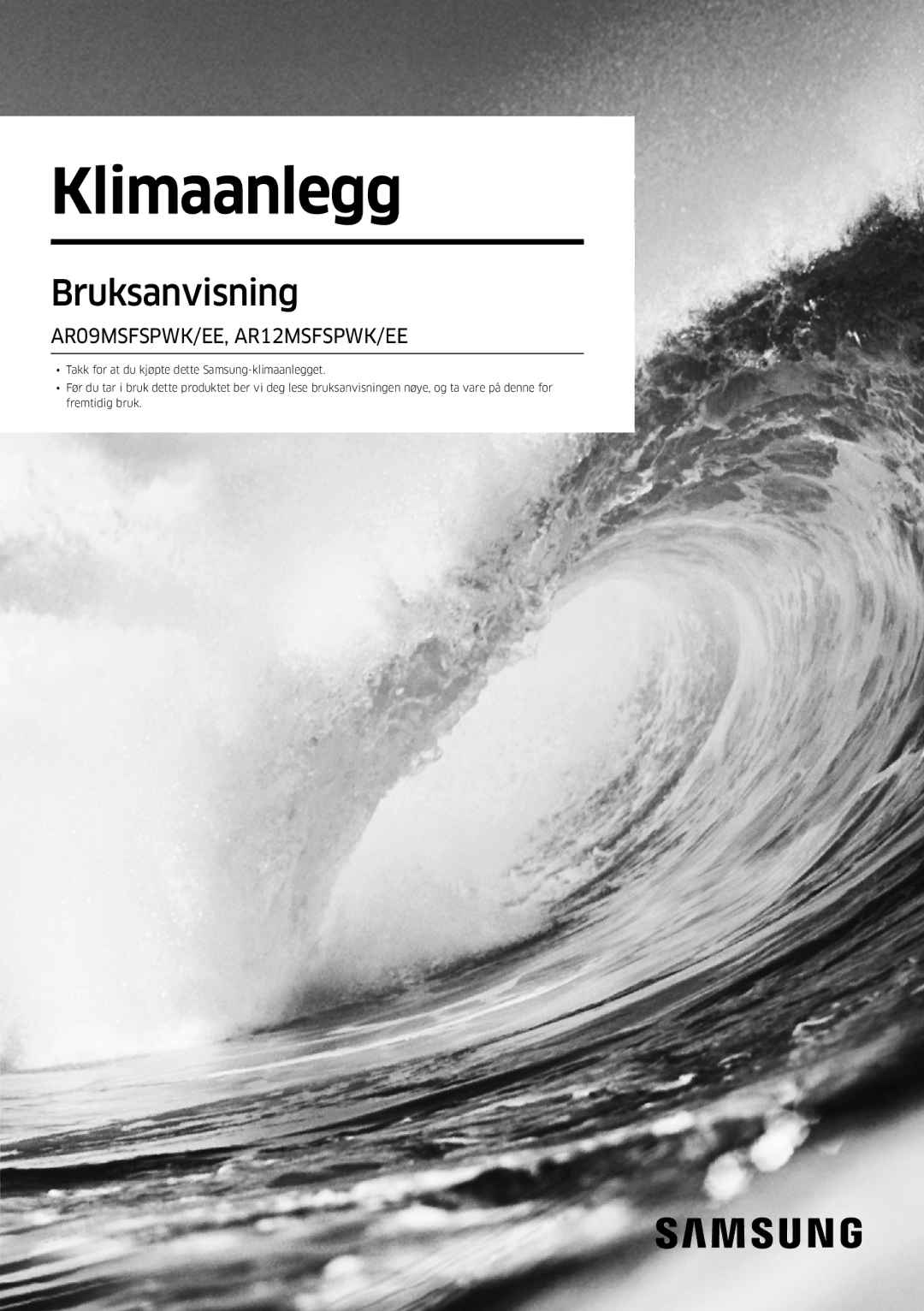 Samsung AR09MSFSPWKNEE, AR12MSFSPWKNEE manual Klimaanlegg 