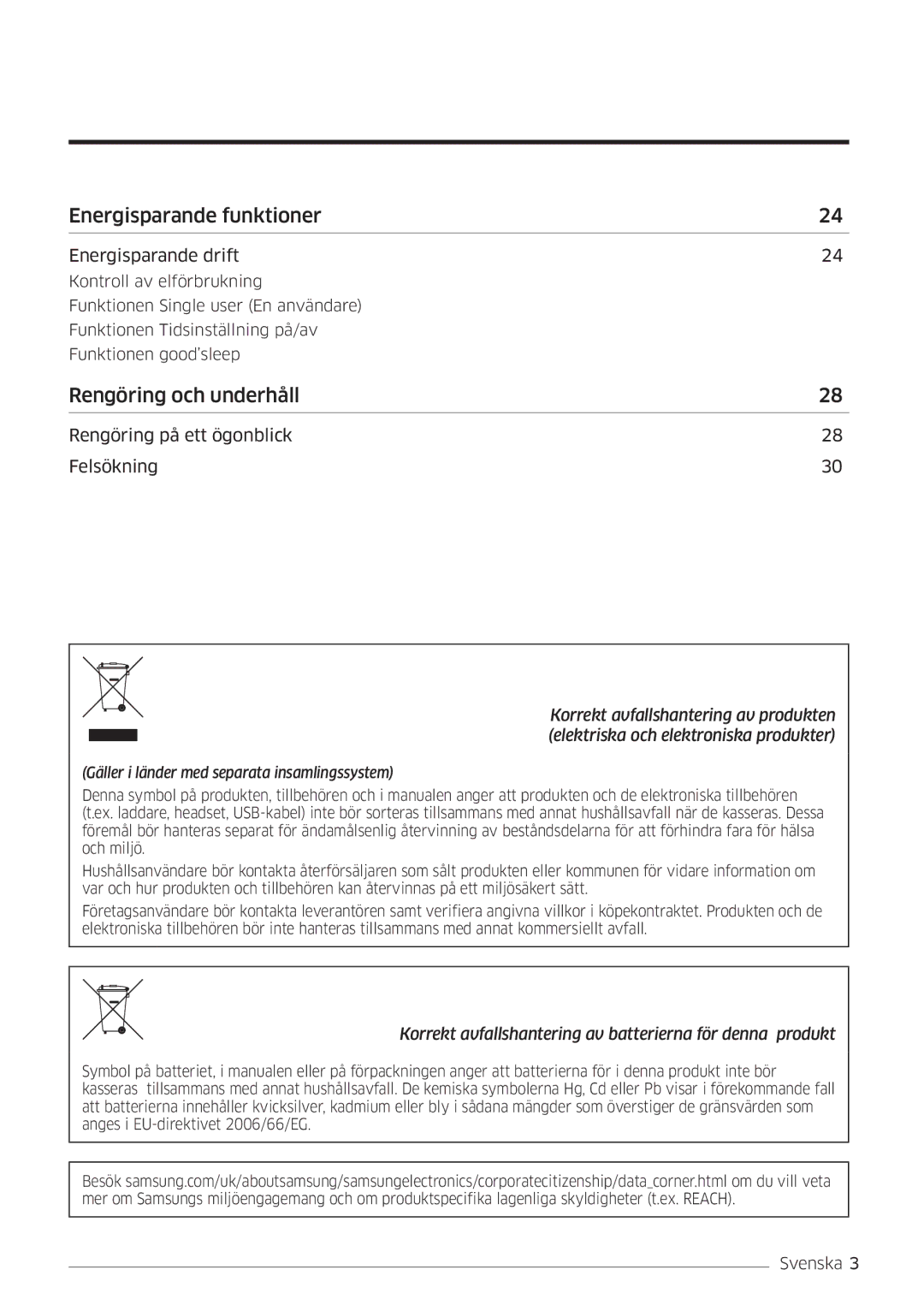 Samsung AR09MSFSPWKNEE, AR12MSFSPWKNEE manual Energisparande funktioner 