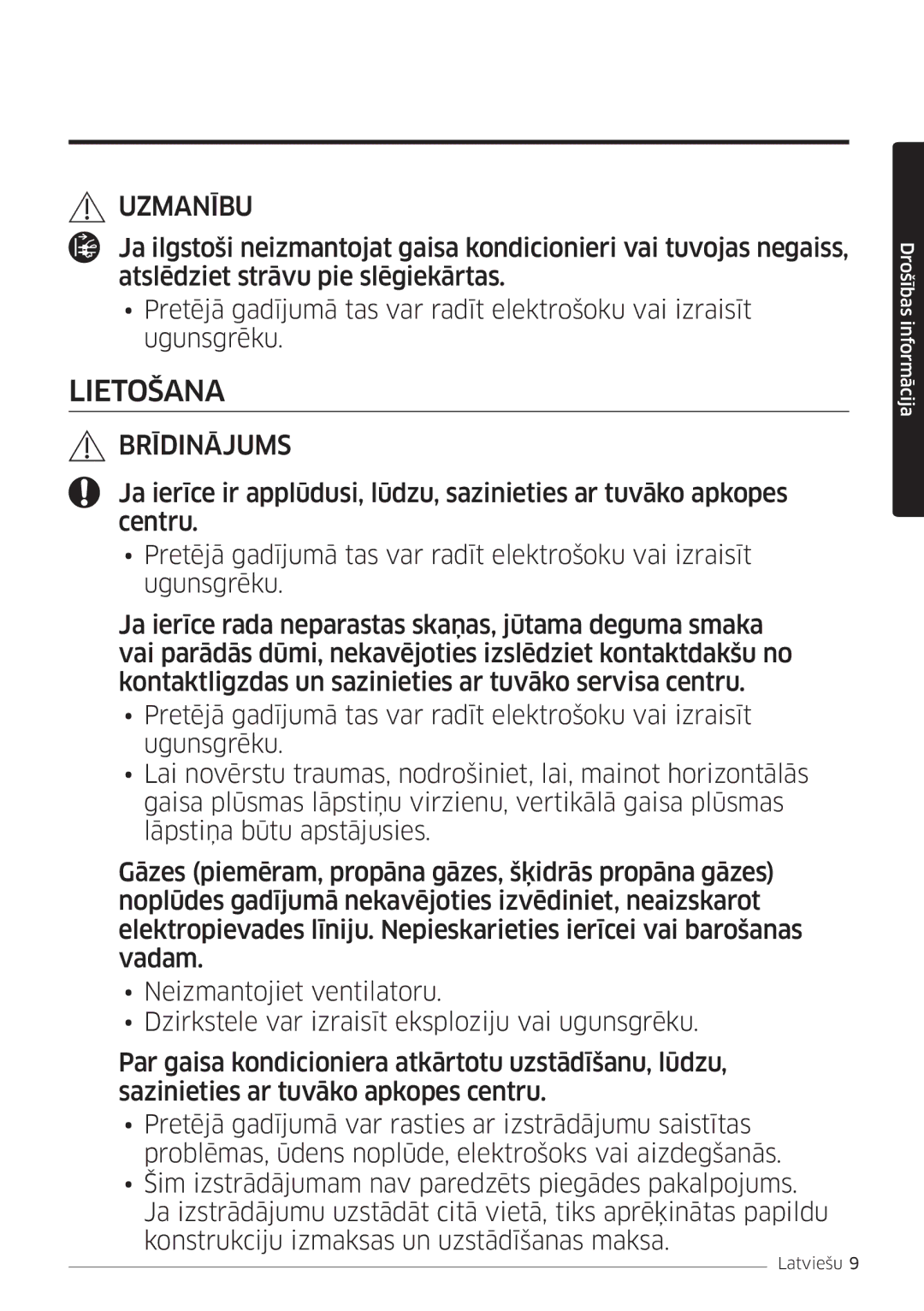 Samsung AR09MSFSPWKNEE, AR12MSFSPWKNEE manual Lietošana 