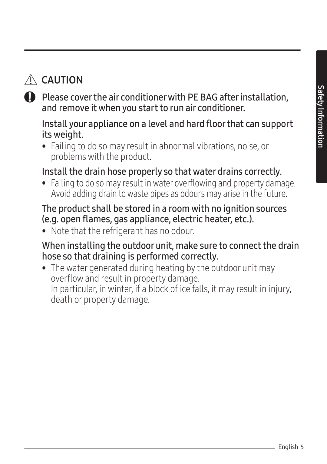 Samsung AR07NXFHBWKNEU, AR09NXFHBWKNEU, AR12NXFHBWKNEU manual Safety Information 