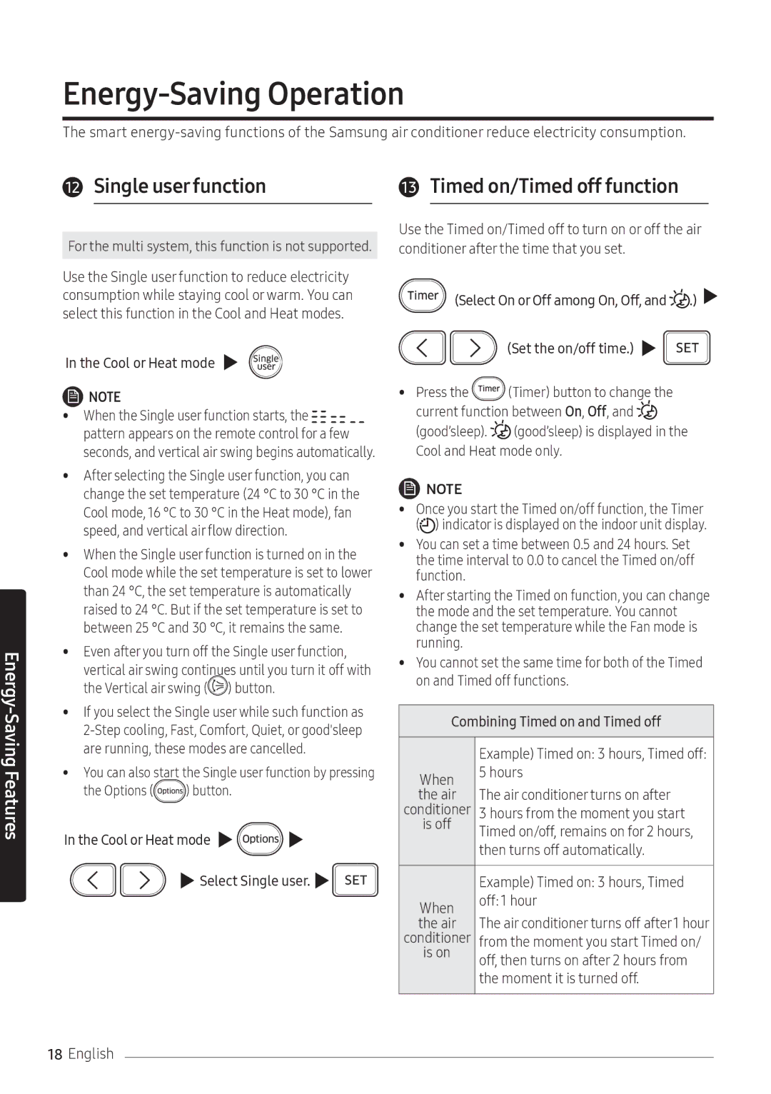 Samsung AR12NXFPEWQNEU, AR09NXFPEWQNEU, AR07NXFPEWQNEU manual Energy-Saving Operation 