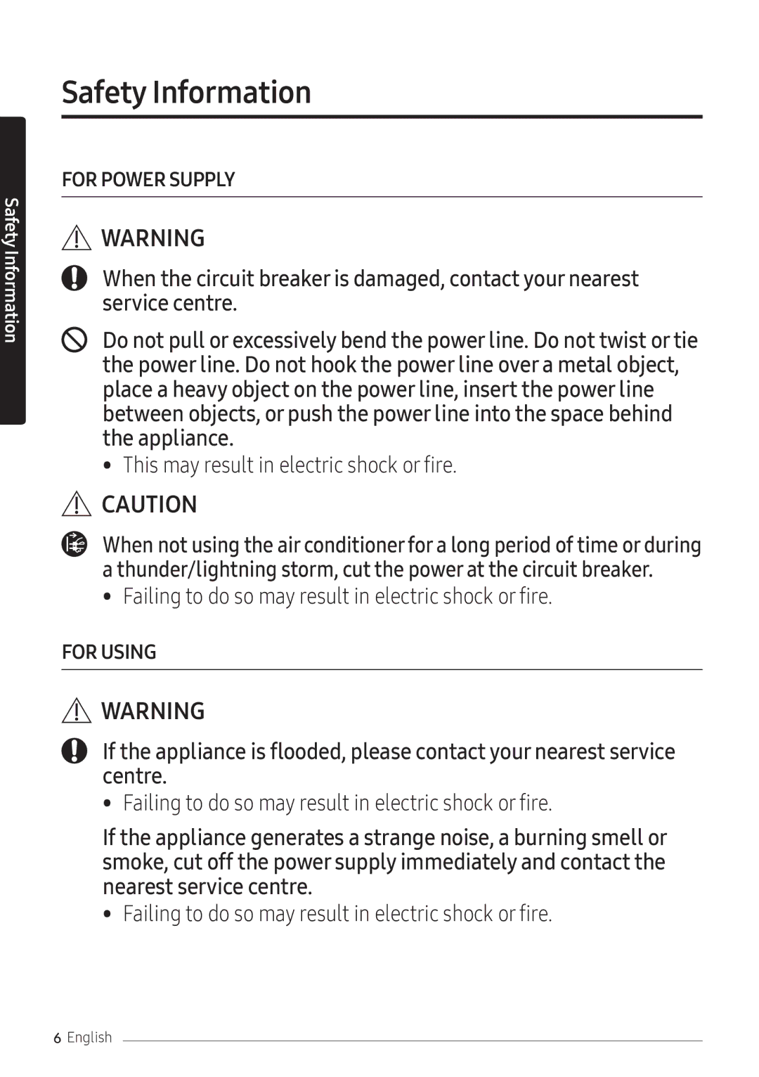 Samsung AR12NXFPEWQNEU, AR09NXFPEWQNEU, AR07NXFPEWQNEU manual For Power Supply 