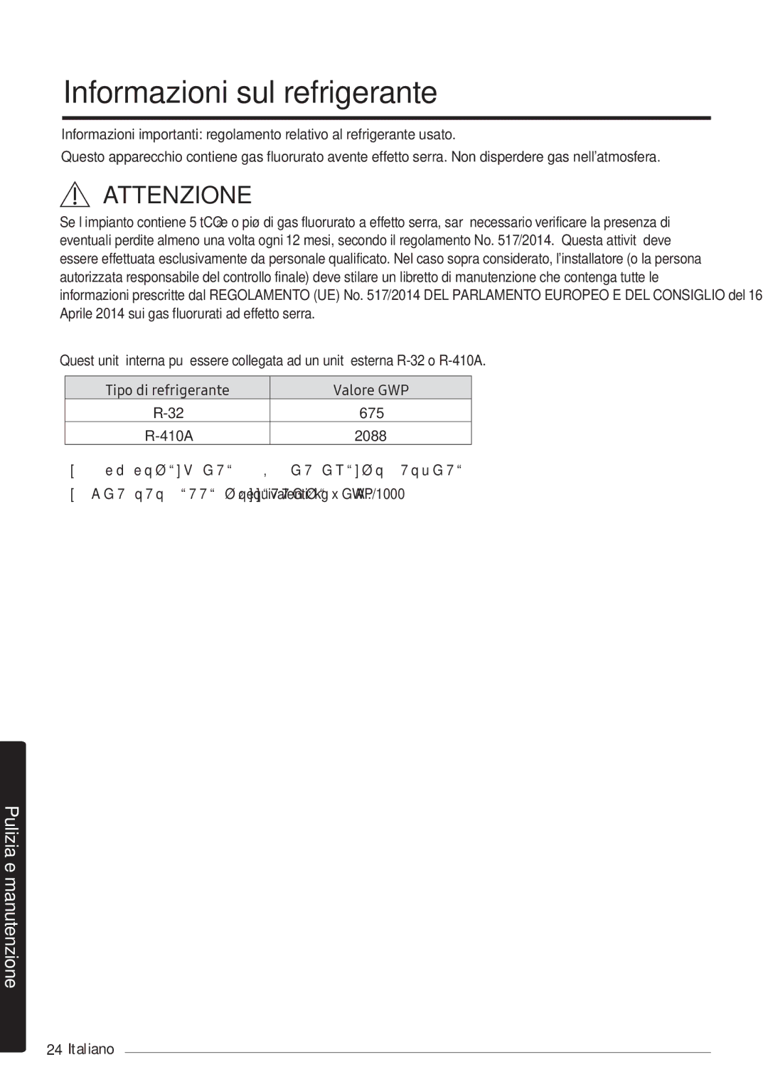 Samsung AR12NXFPEWQNEU, AR09NXFPEWQNEU, AR07NXFPEWQNEU manual Informazioni sul refrigerante, 2088 