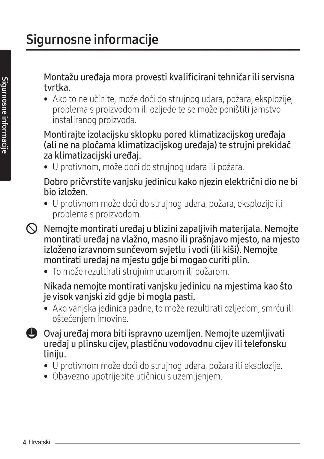 Samsung AR12NXFPEWQNEU, AR09NXFPEWQNEU manual Protivnom, može doći do strujnog udara ili požara 