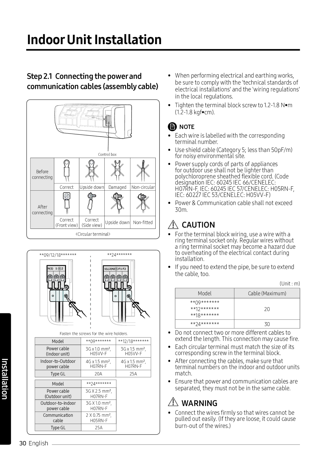 Samsung AR10NVFSCURNSV manual Indoor Unit Installation 