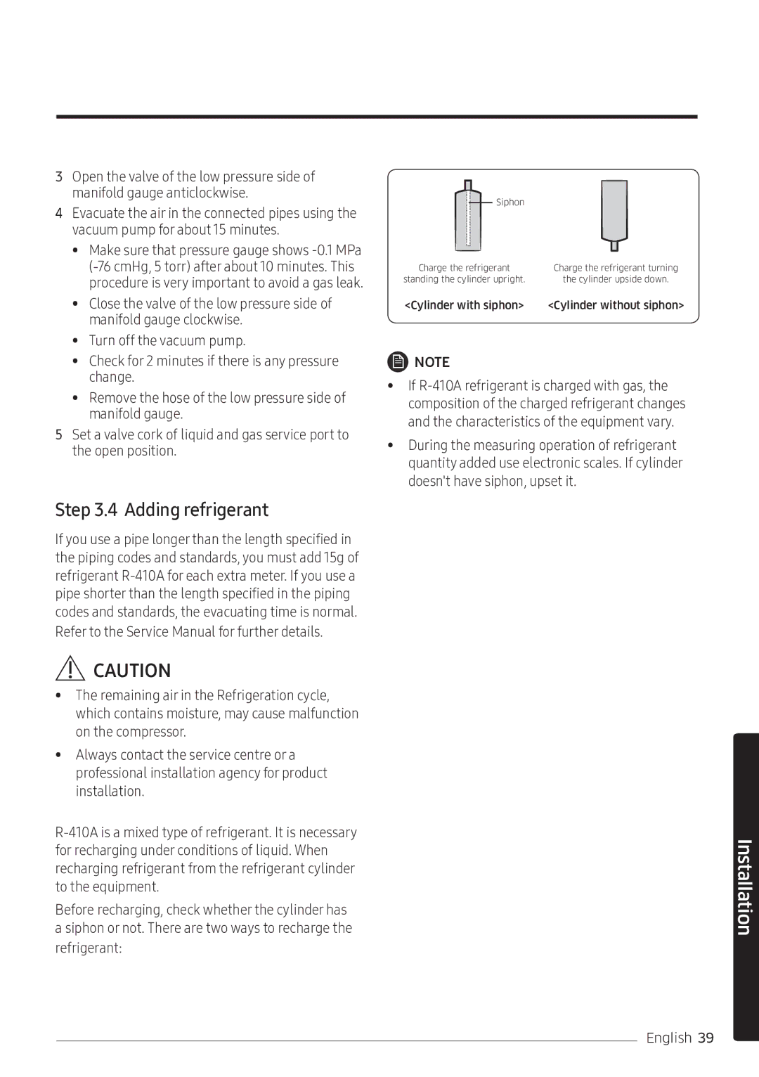 Samsung AR10NVFSCURNSV manual Adding refrigerant, Refrigerant 