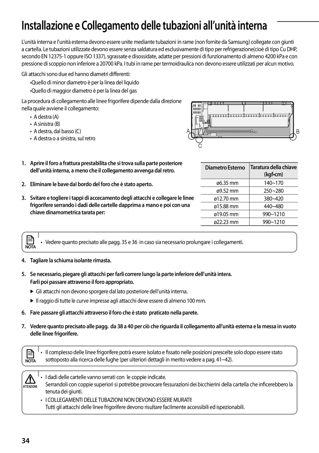 Samsung AR07FSFPDGMNEU, AR12FSFPDGMNET, AR09FSFPDGMNET, AR07FSFPESNNEU manual Tagliare la schiuma isolante rimasta 