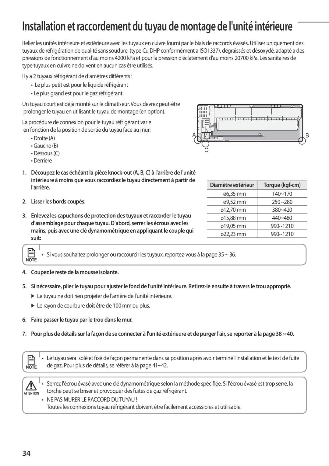 Samsung AR07FSFPDGMNEU, AR12FSFPDGMNET, AR12FSFPKGMNET manual Lisser les bords coupés, Coupez le reste de la mousse isolante 