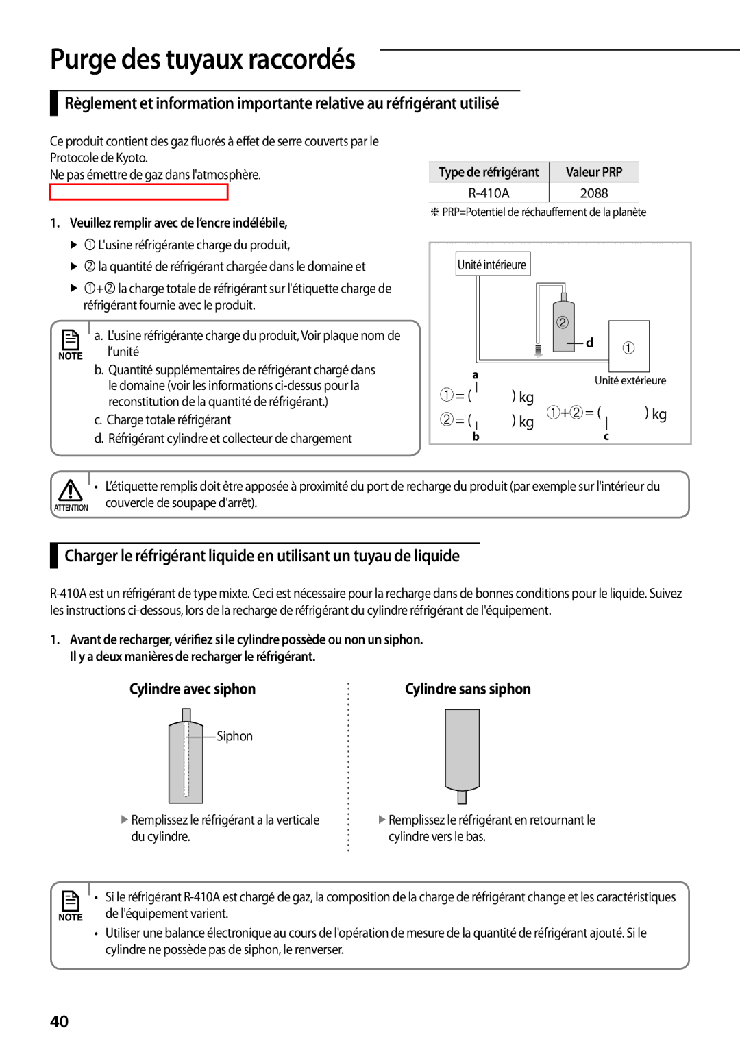 Samsung AR12FSFPDGMNET manual 2088, Veuillez remplir avec de l’encre indélébile,  Lusine réfrigérante charge du produit 