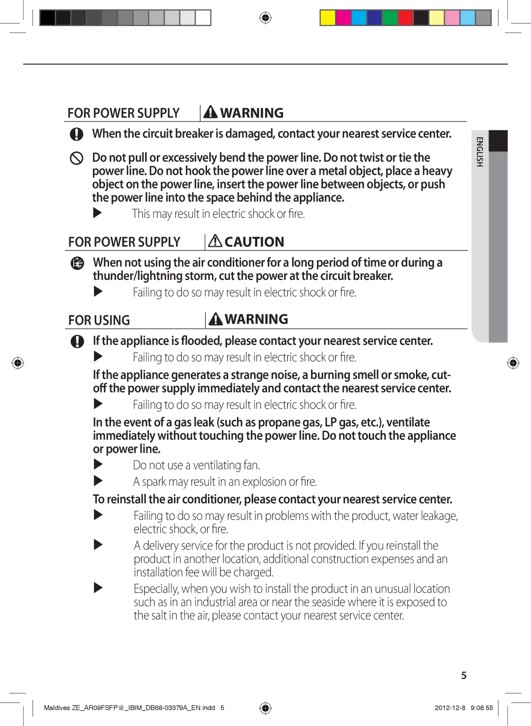 Samsung AR09FSFPKGMNET, AR12FSFPKGMNET, AR12FSFPKGMNZE, AR09FSFPKGMNZE manual For Using 