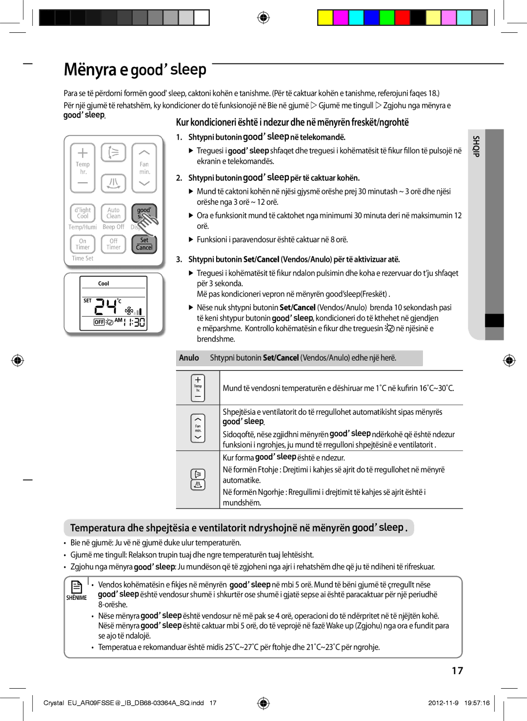 Samsung AR09FSSEDWUNEU, AR12FSSYAWTNEU manual Mënyra e 