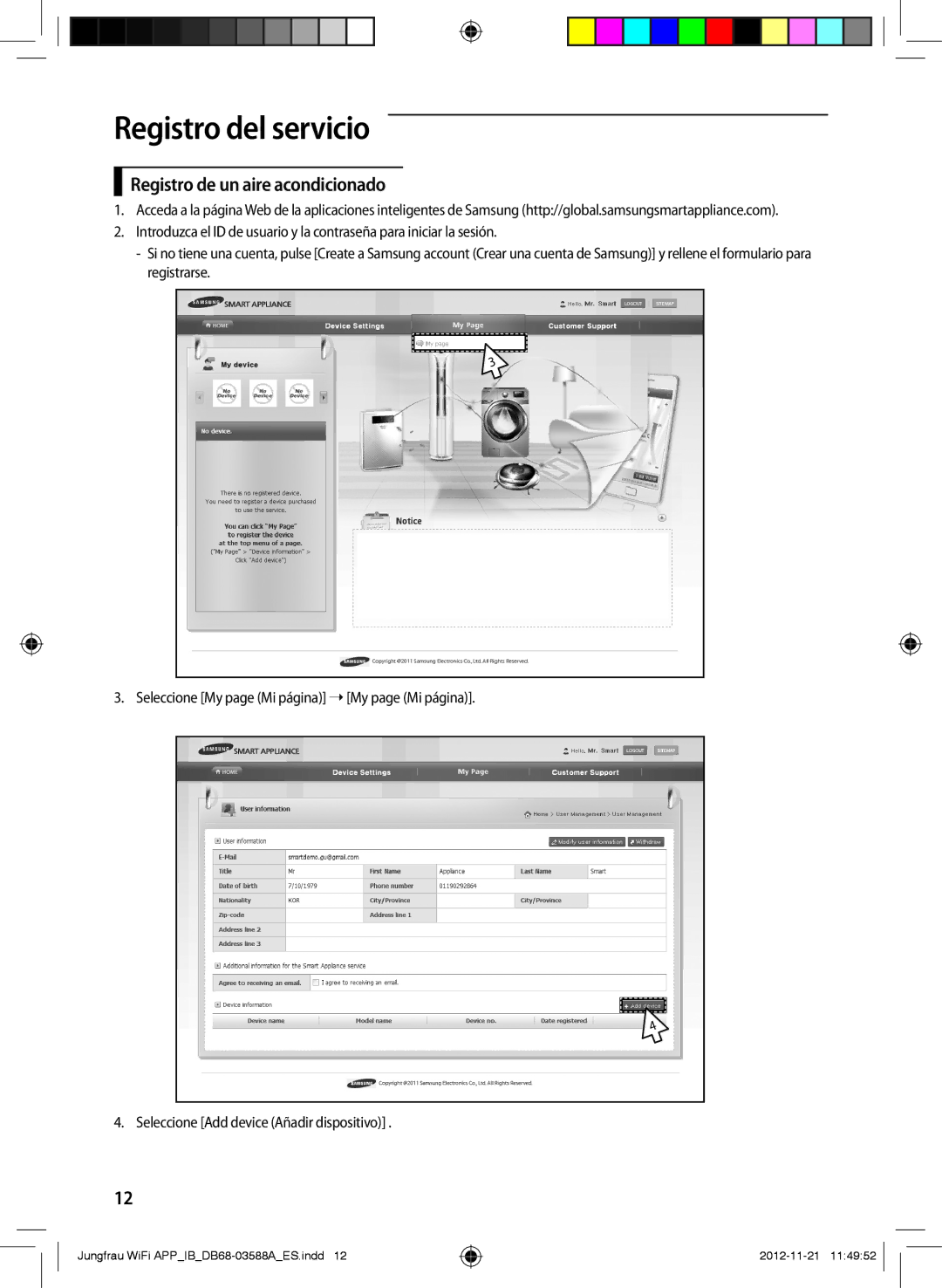 Samsung AR09FSSKABENEU, AR12FSSYAWTNEU, AR18FSSKABENEU manual Registro del servicio, Registro de un aire acondicionado 