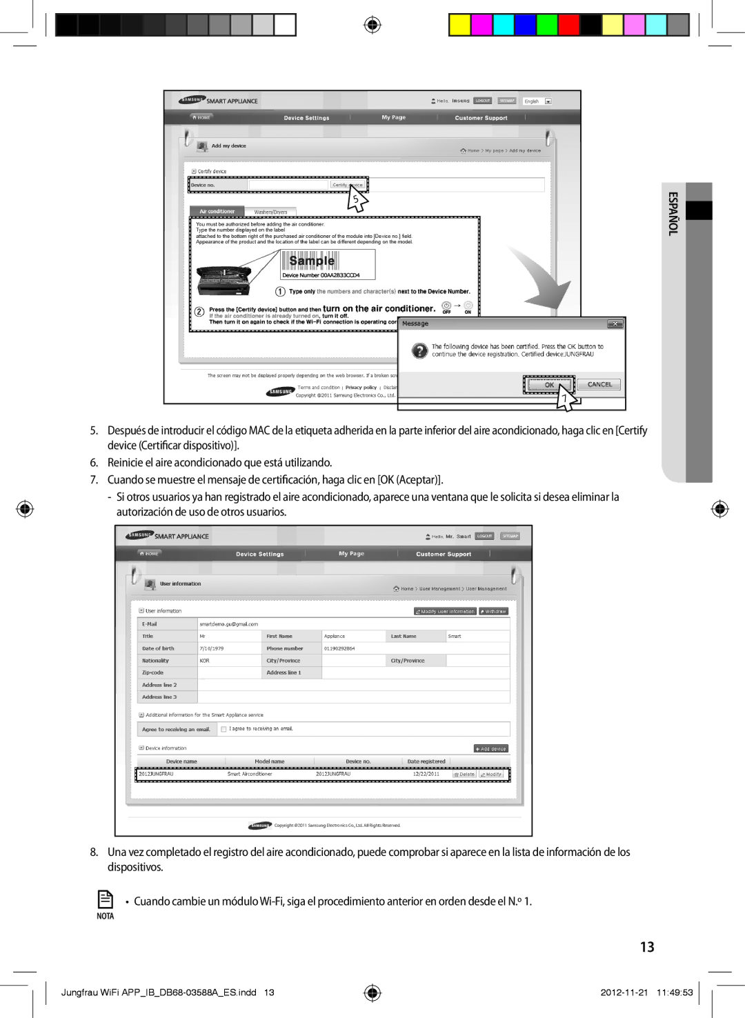 Samsung AR12FSSKABENEU, AR12FSSYAWTNEU, AR18FSSKABENEU, AR09FSSKABENEU, AR09FSSYAWTNEU manual Nota 