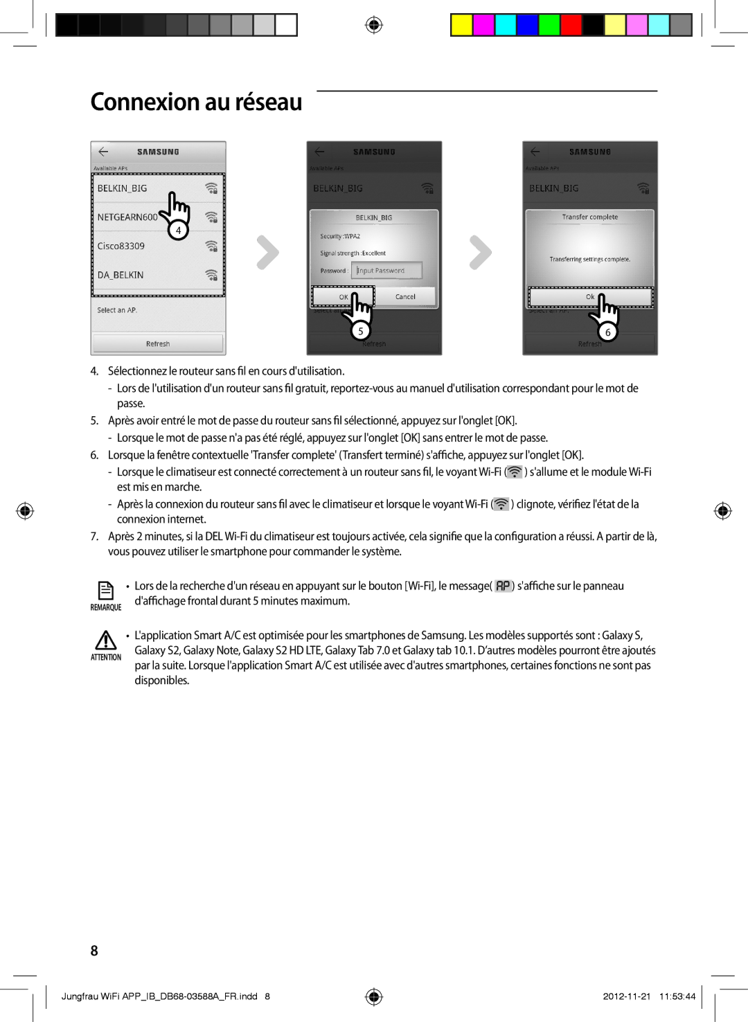 Samsung AR18FSSYAWTNEU, AR12FSSYAWTNEU, AR18FSSKABENEU, AR09FSSKABENEU, AR12FSSKABENEU, AR09FSSYAWTNEU Connexion au réseau 