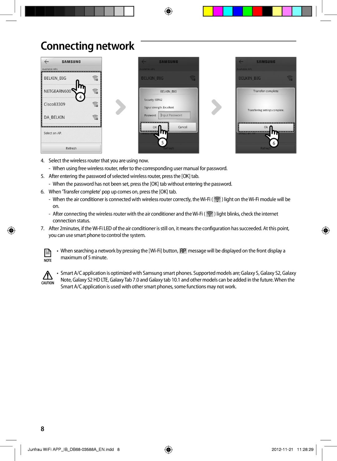 Samsung AR18FSSYAWTNEU, AR12FSSYAWTNEU, AR18FSSKABENEU, AR09FSSKABENEU, AR12FSSKABENEU, AR09FSSYAWTNEU manual Connecting network 