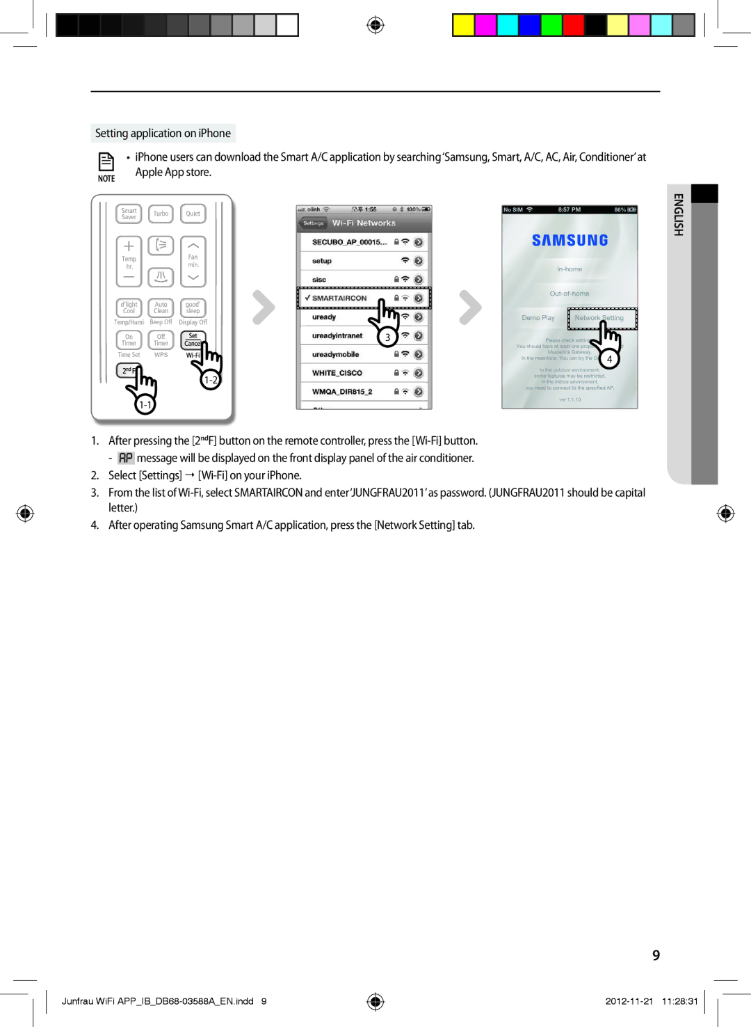 Samsung AR09FSSKABENEU, AR12FSSYAWTNEU, AR18FSSKABENEU, AR18FSSYAWTNEU, AR12FSSKABENEU manual Setting application on iPhone 