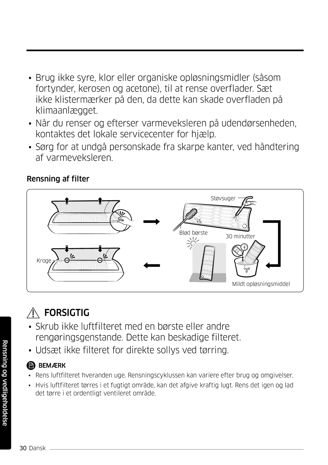 Samsung AR09HSFSPWKNEE, AR12HSFSPWKNEE manual Rensning af filter 