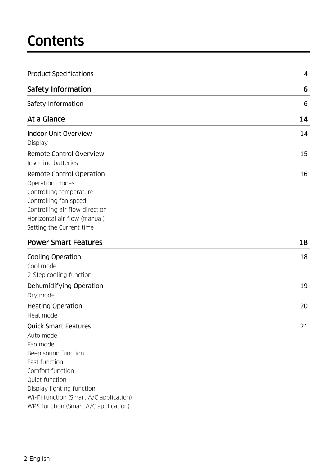 Samsung AR09HSFSPWKNEE, AR12HSFSPWKNEE manual Contents 