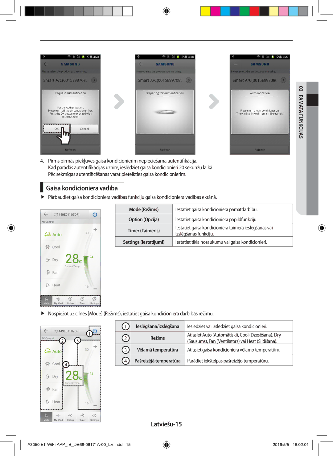 Samsung AR09HSFSPWKNEE, AR12HSFSPWKNEE manual Gaisa kondicioniera vadība, Latviešu-15 