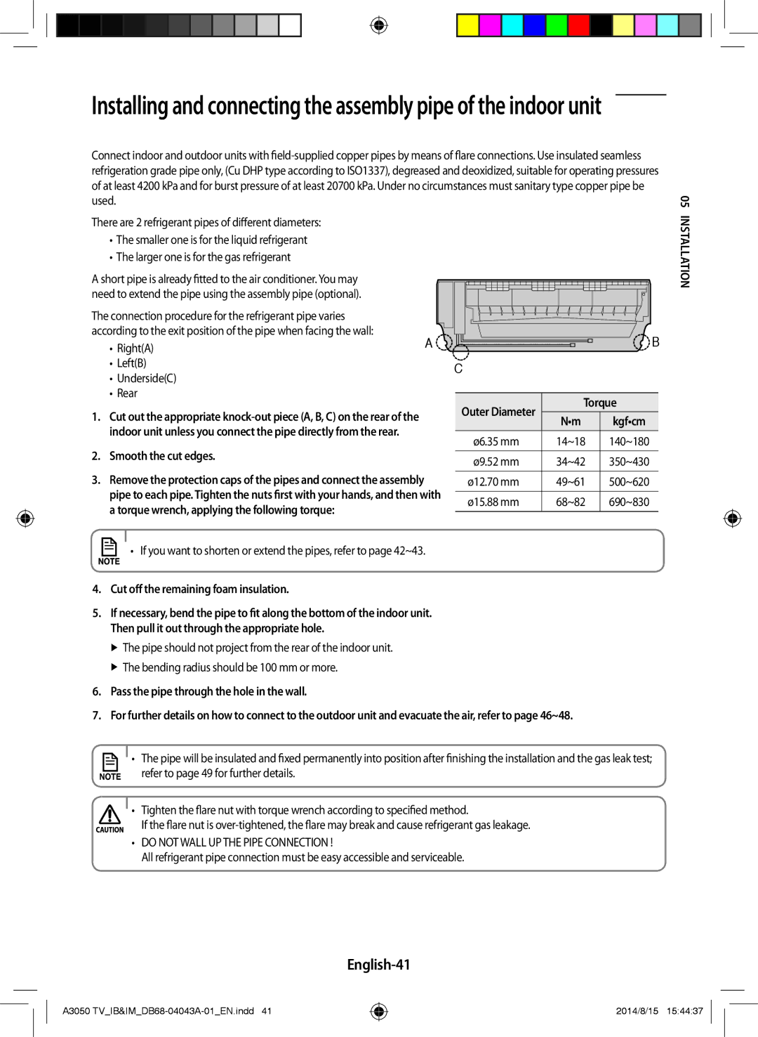 Samsung AR24HSFSSWKNTV, AR12HSFSSWKNTV, AR30HSFSSWKNTV, AR18HSFSSWKNTV manual English-41 