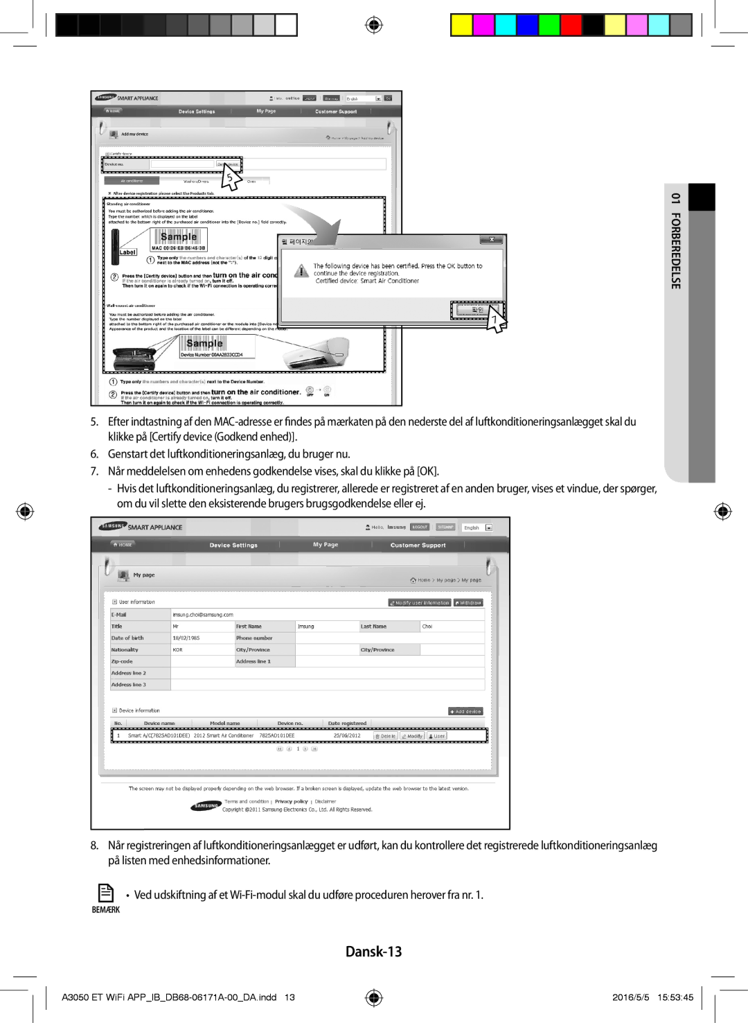 Samsung AR09HSSDPWKNEE, AR12HSSDPWKNEE manual Dansk-13 