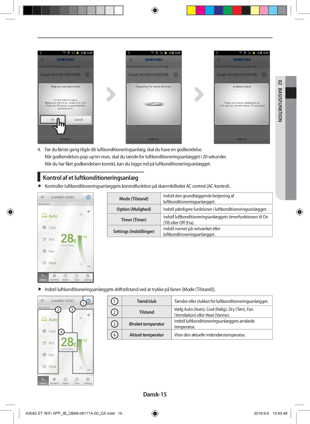 Samsung AR09HSSDPWKNEE, AR12HSSDPWKNEE manual Kontrol af et luftkonditioneringsanlæg, Dansk-15 