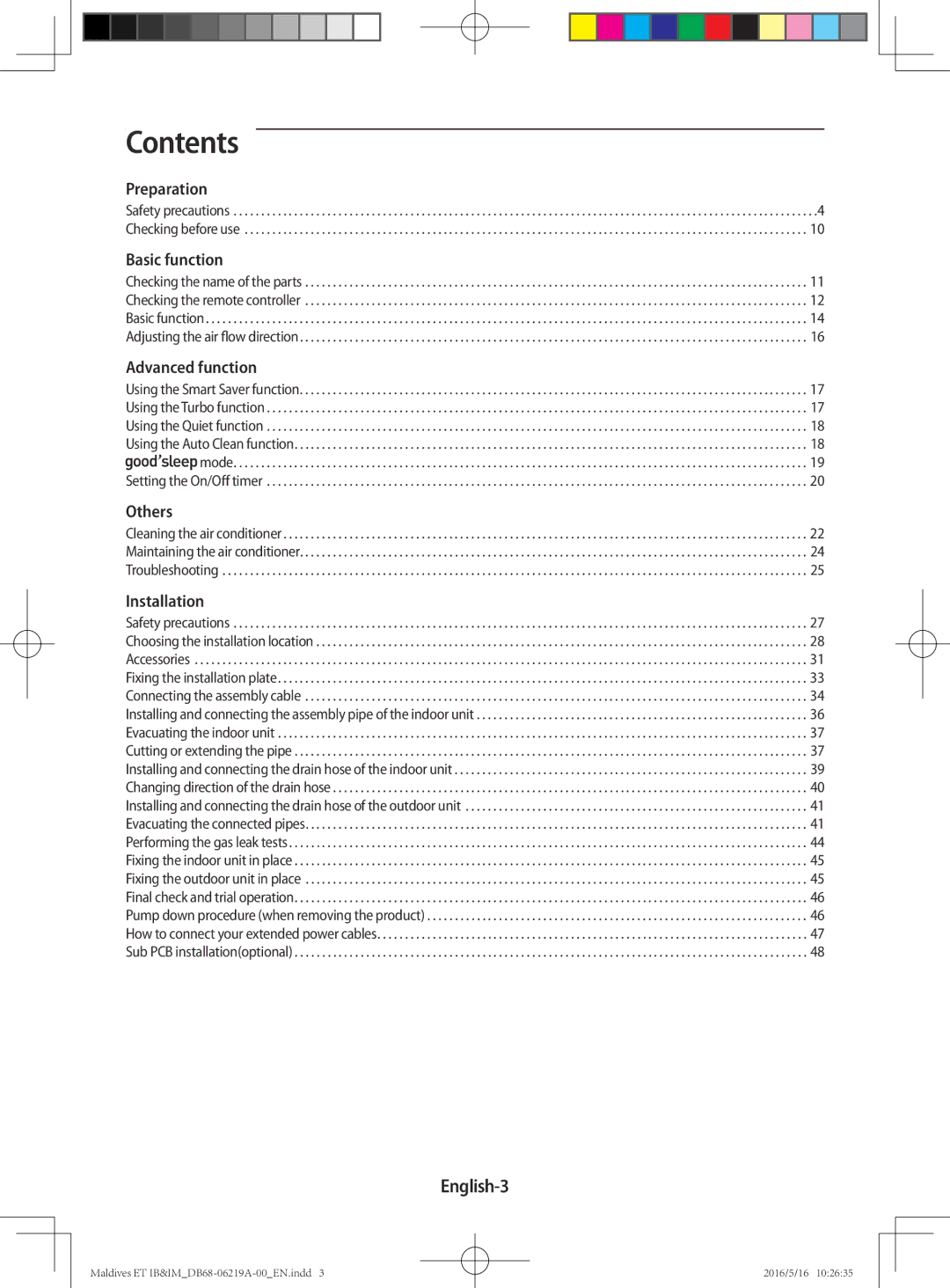 Samsung AR12JSFPEWQNZE, AR12JSFPEWQNET, AR09JSFPEWQNET, AR07JSFPEWQNEU, AR09JSFPEWQNZE manual Contents 