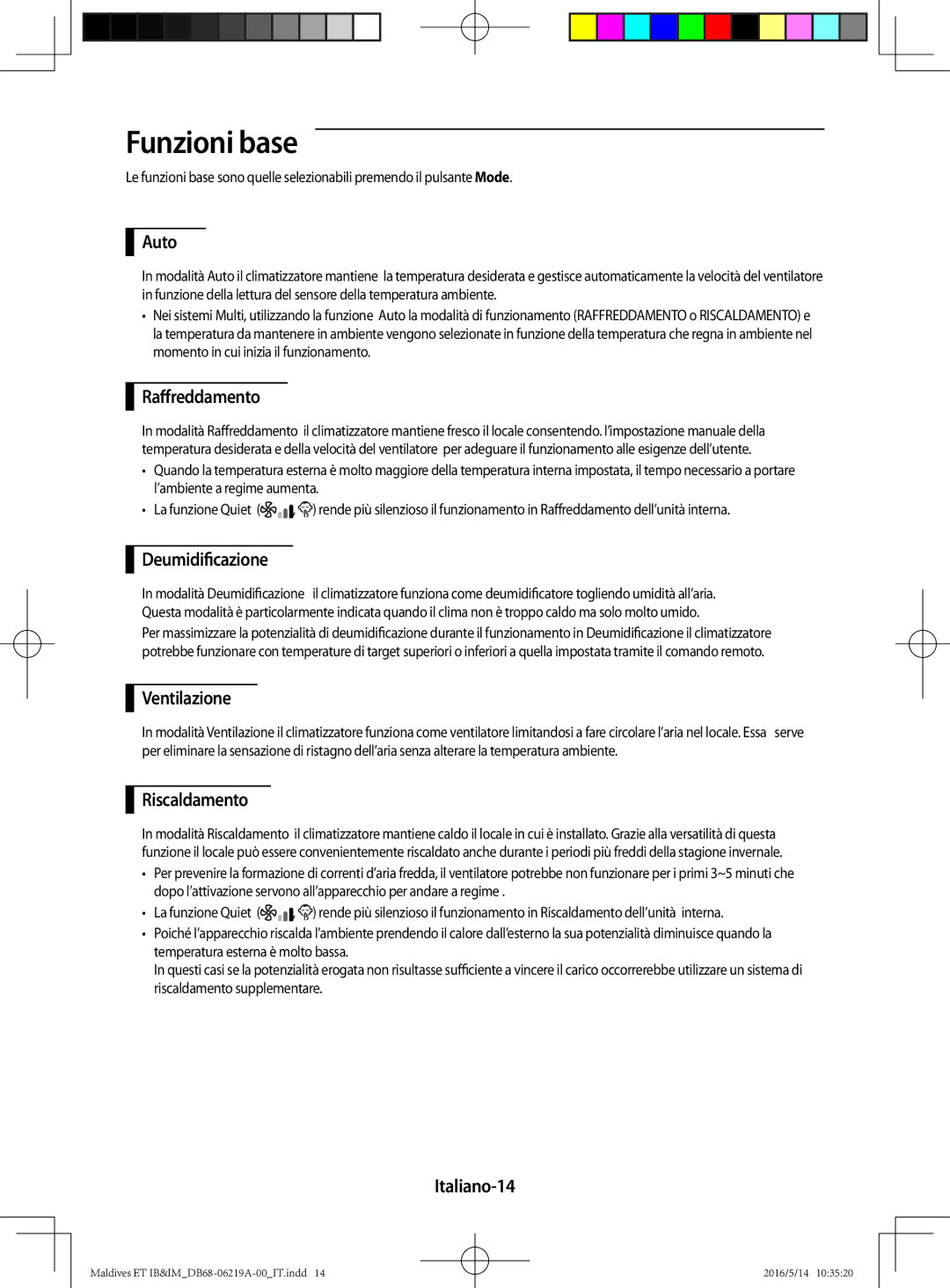 Samsung AR07JSFPEWQNEU, AR12JSFPEWQNET, AR09JSFPEWQNET manual Funzioni base 