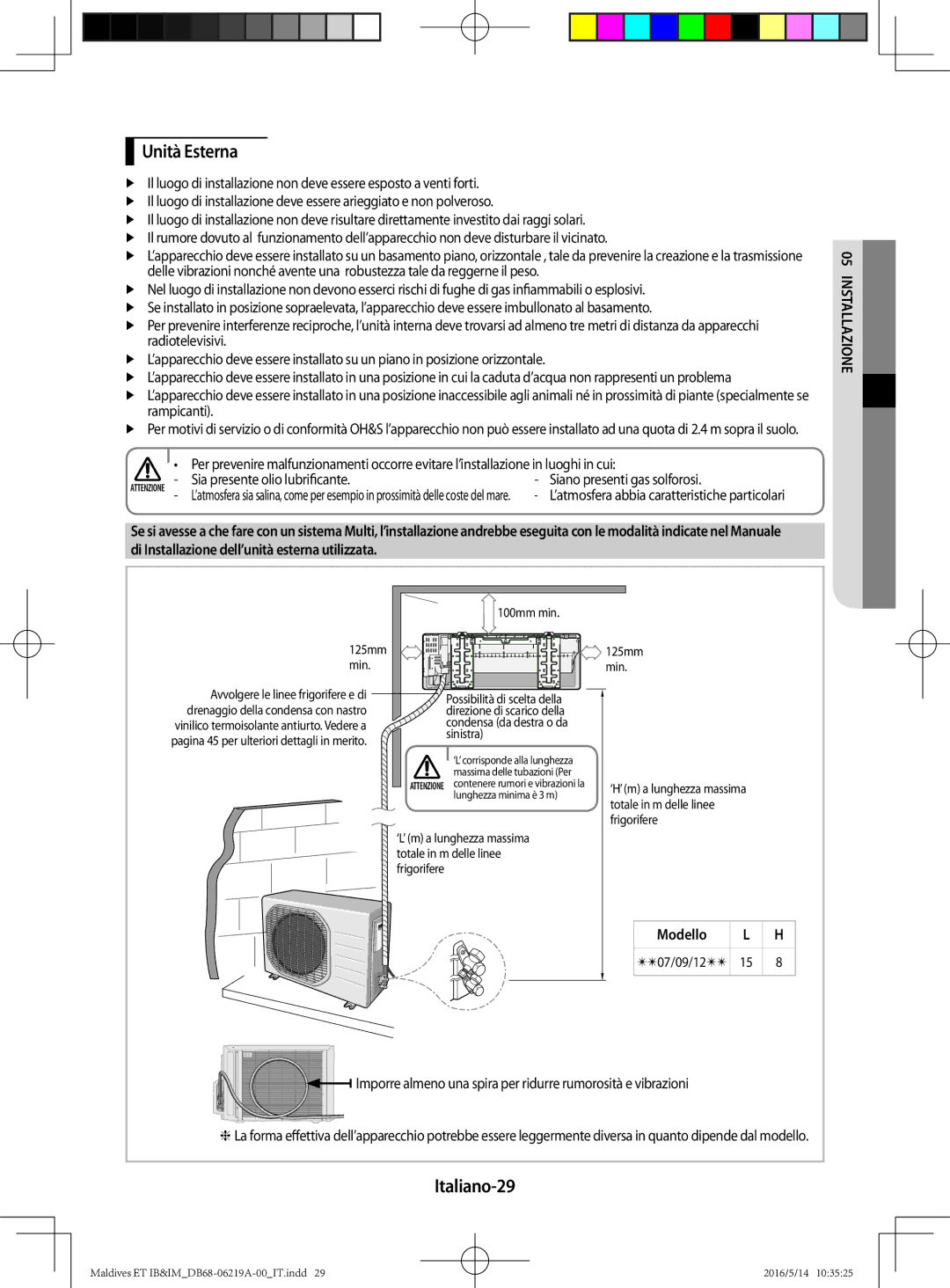 Samsung AR07JSFPEWQNEU Unità Esterna, Italiano-29, Sia presente olio lubrificante Siano presenti gas solforosi, Modello 