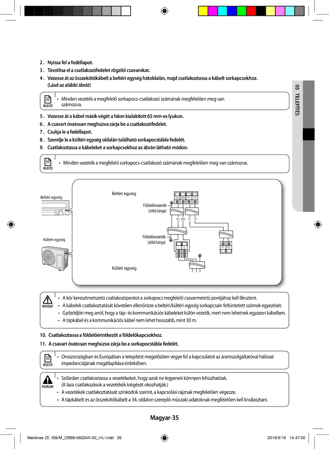 Samsung AR09JSFPEWQNZE, AR12JSFPEWQNET, AR09JSFPEWQNET manual Magyar-35 