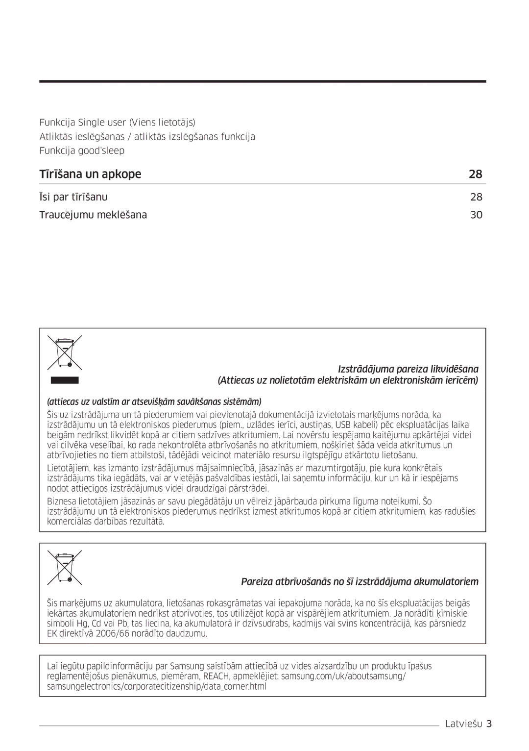 Samsung AR12JSFPPWQNEE, AR09JSFPPWQNEE manual Tīrīšana un apkope 