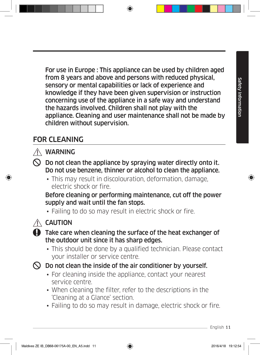 Samsung AR12KSFPEWQNZE, AR09KSFPEWQNZE manual For Cleaning 