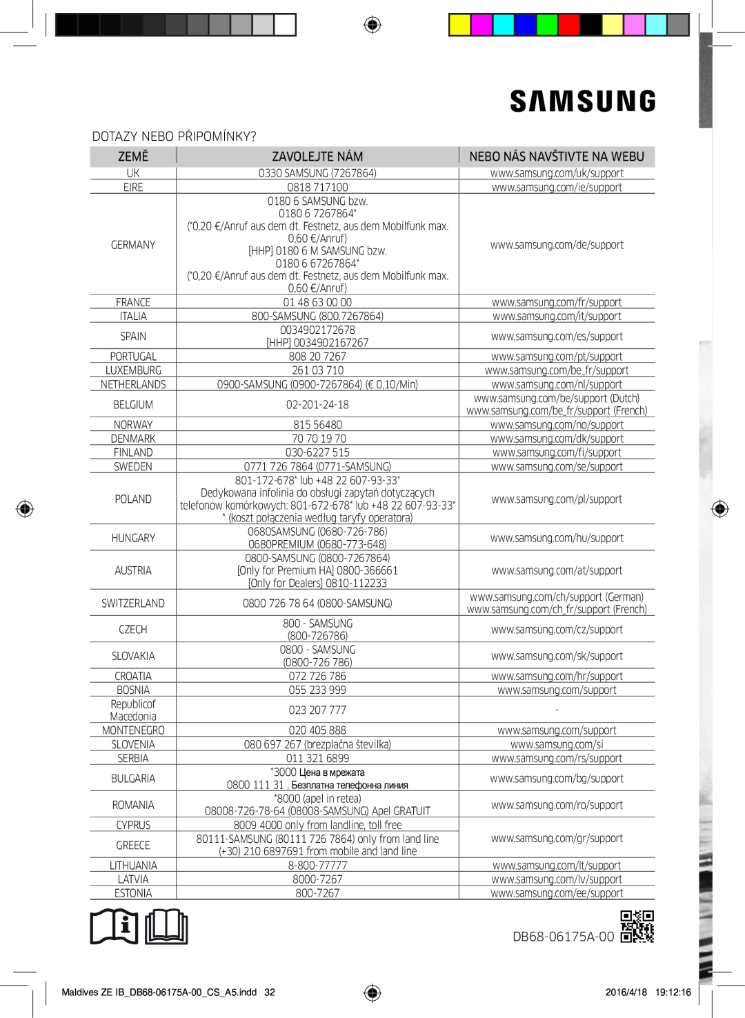 Samsung AR09KSFPEWQNZE, AR12KSFPEWQNZE manual Dotazy Nebo PŘIPOMÍNKY? Země 