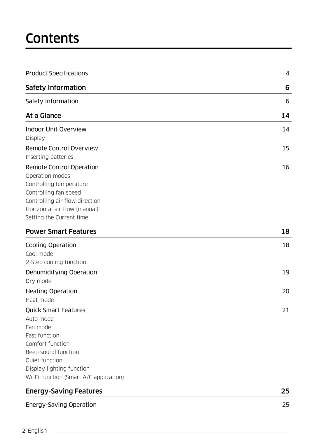 Samsung AR09KSFSQWKNEE, AR12KSFSQWKNEE manual Contents 