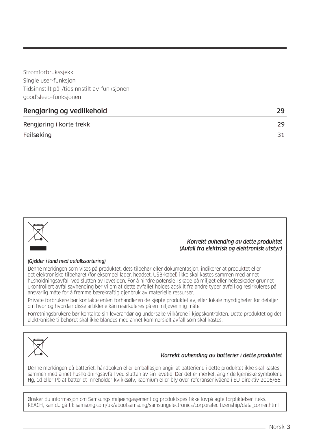 Samsung AR12KSFSQWKNEE, AR09KSFSQWKNEE manual Rengjøring og vedlikehold 