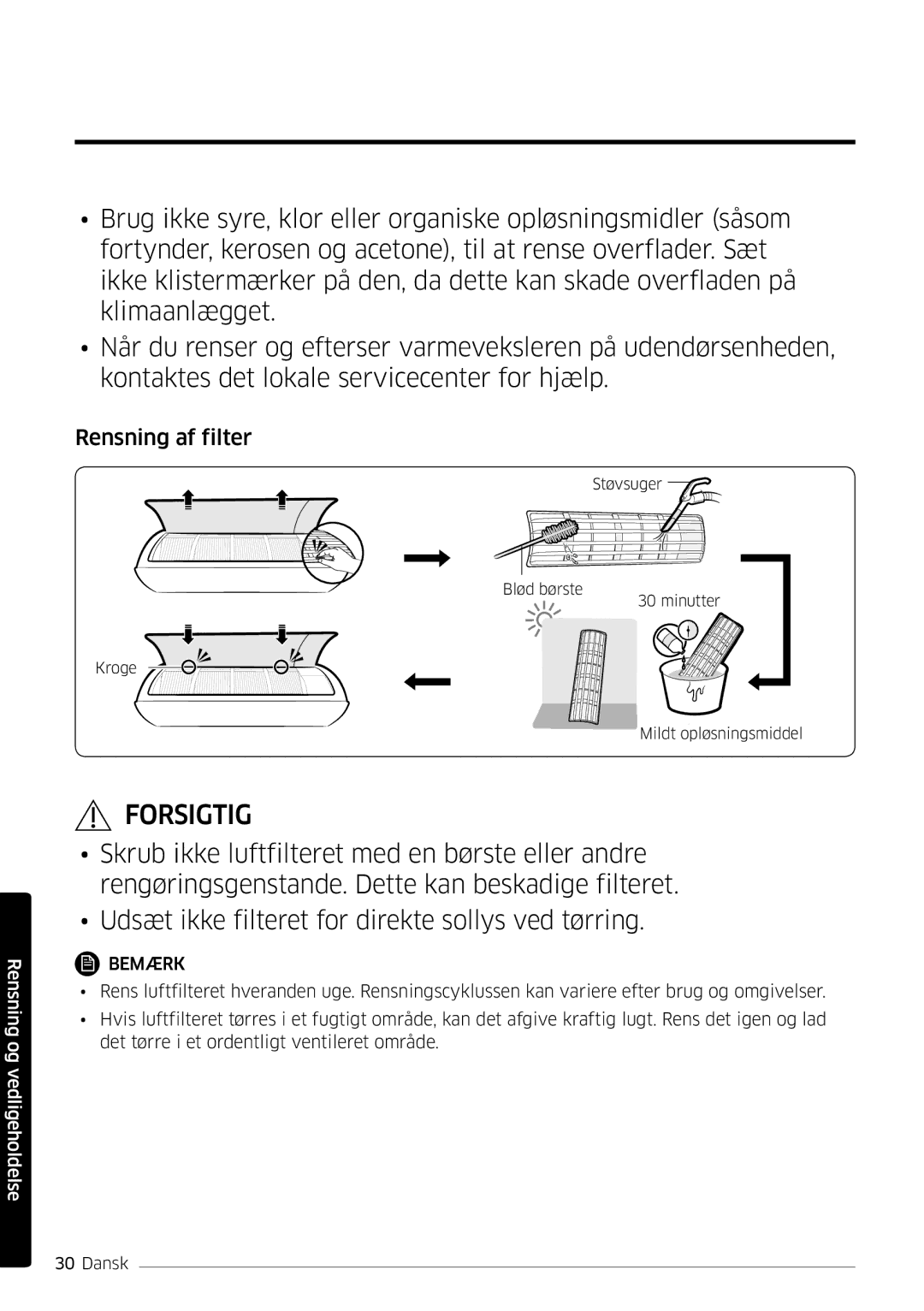 Samsung AR09MSPDPWKNEE, AR12MSPDPWKNEE manual Rensning af filter 