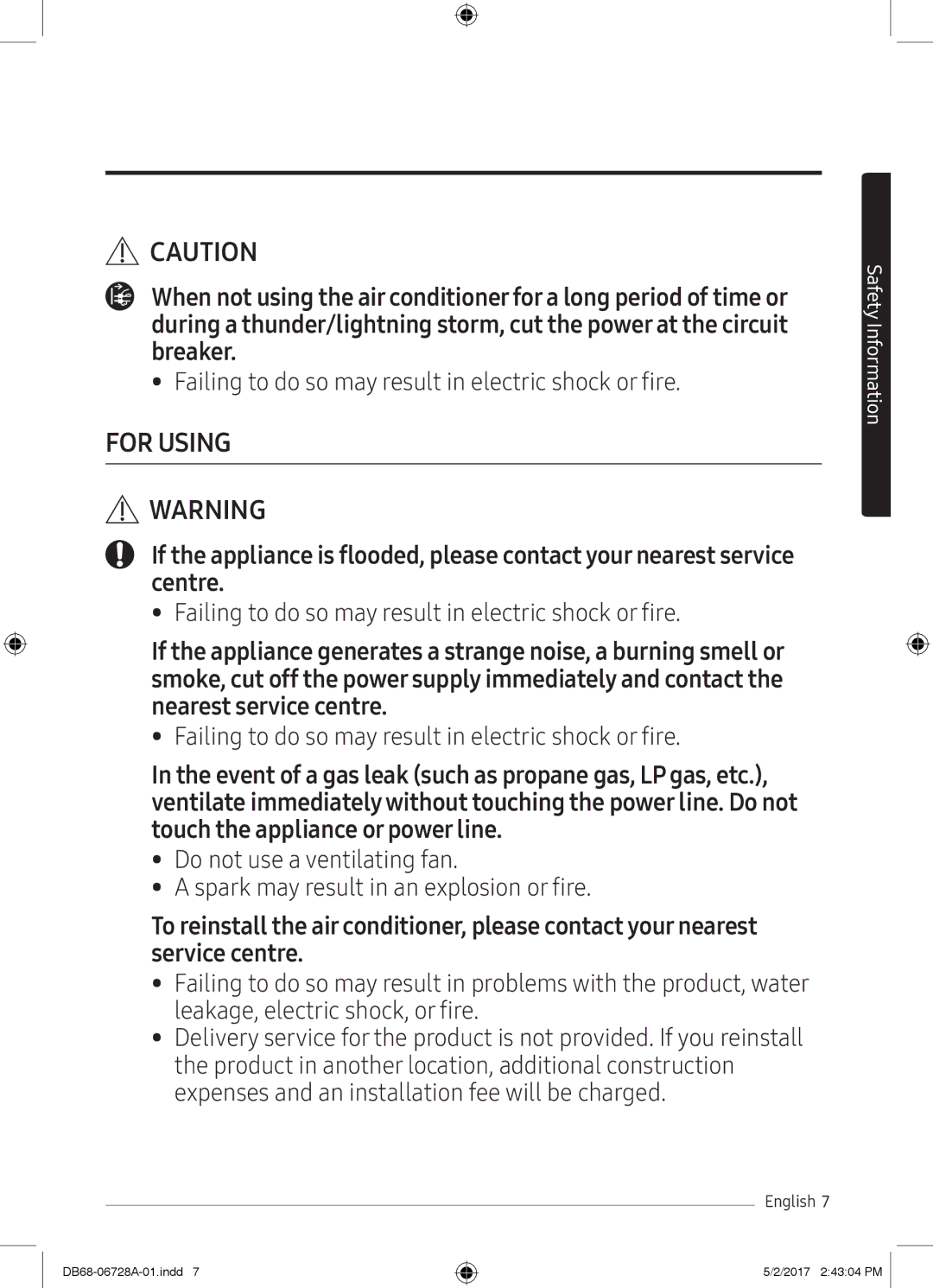 Samsung AR12MSPXASIXEU, AR12MSPXASINEU, AR09MSPXASINEU, AR12MSPXBWKXEU, AR09MSPXBWKXEU, AR12MSPXBWKNEU manual For Using 