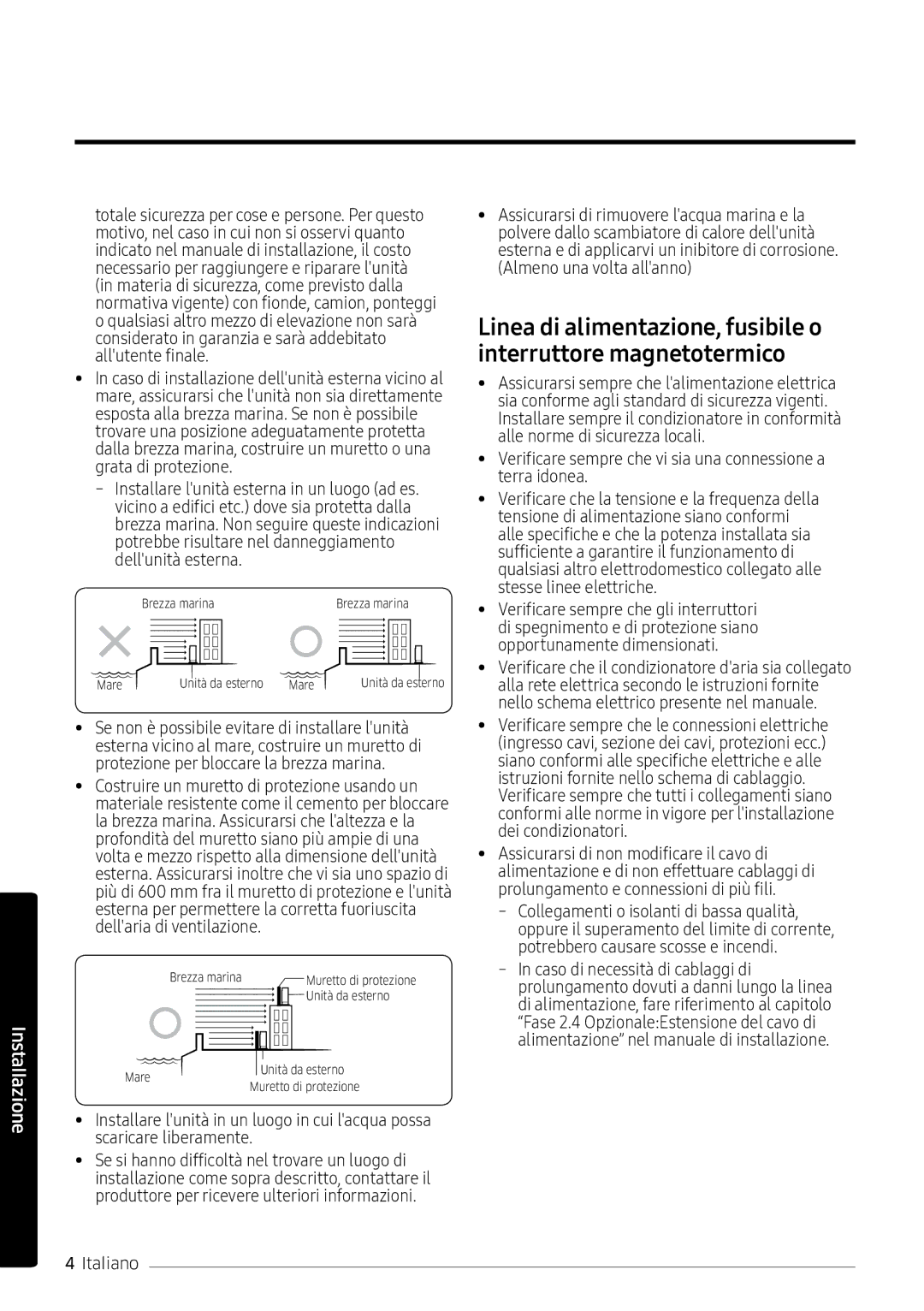 Samsung AR12MSPXBWKNEU, AR12MSPXASINEU, AR09MSPXASINEU manual Verificare sempre che vi sia una connessione a terra idonea 