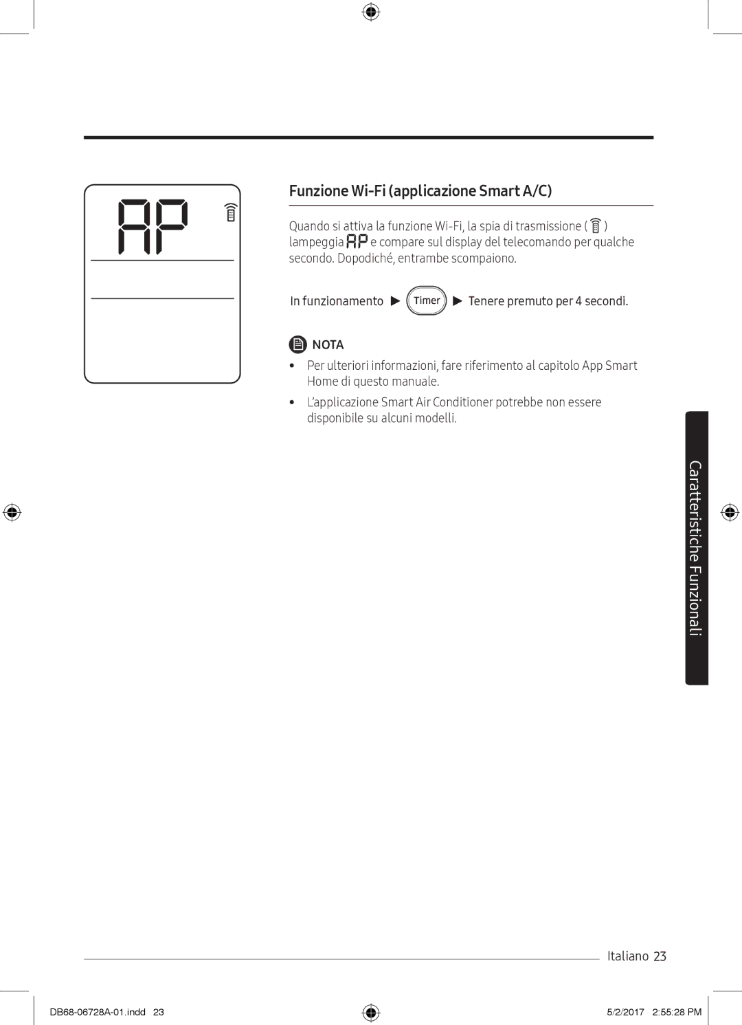 Samsung AR09MSPXBWKNEU, AR12MSPXASINEU, AR09MSPXASINEU, AR12MSPXBWKXEU, AR09MSPXBWKXEU Funzione Wi-Fi applicazione Smart A/C 