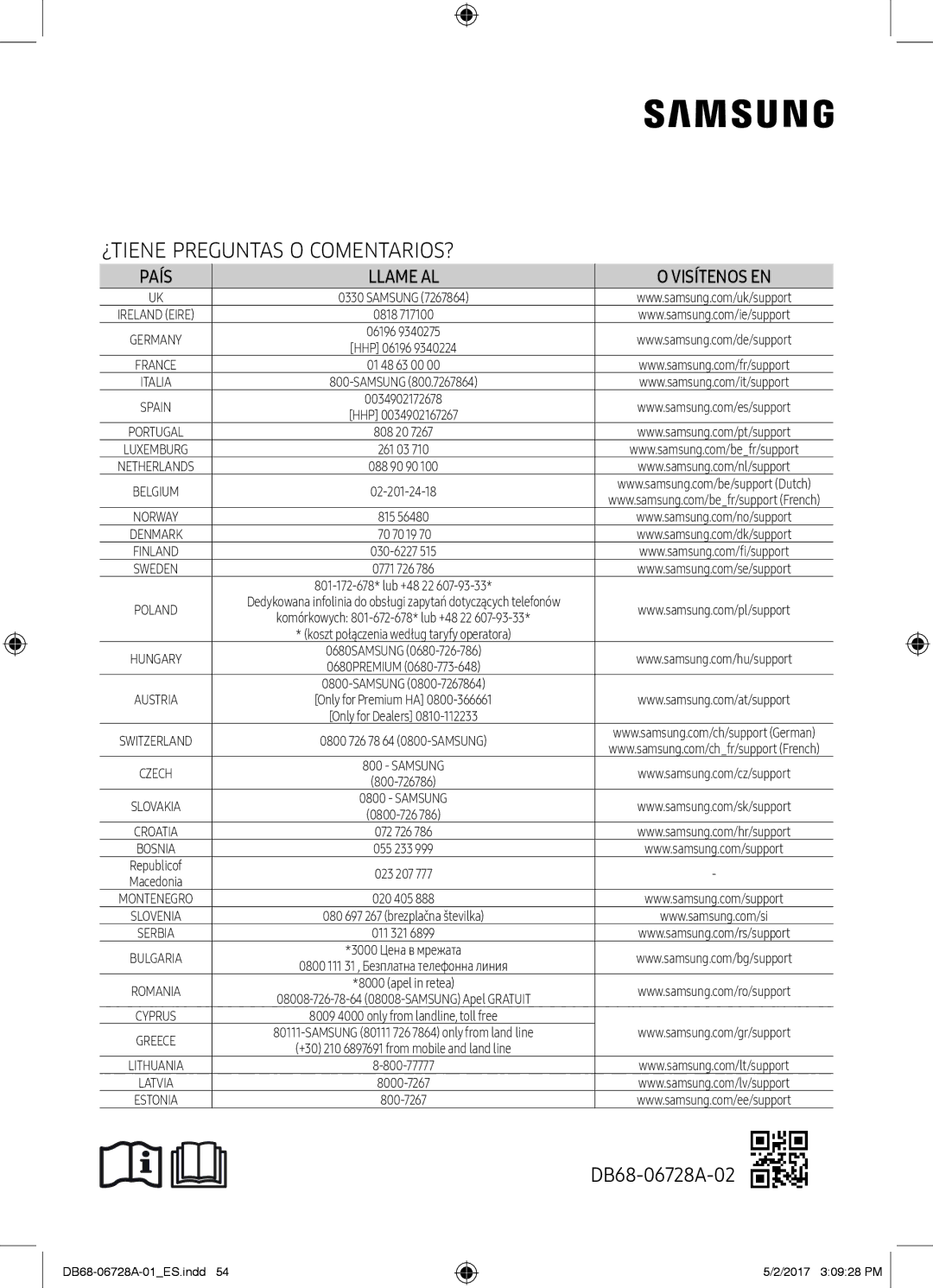 Samsung AR09MSPXBWKXEU, AR12MSPXBWKXEU, AR12MSPXBWKNEU, AR09MSPXBWKNEU, AR07MSPXBWKNEU manual ¿TIENE Preguntas O COMENTARIOS? 