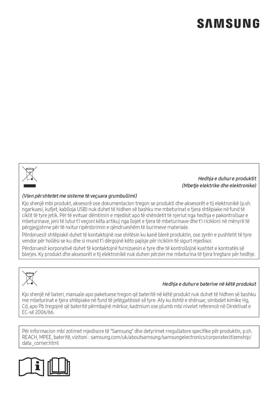 Samsung AR12NXFPEWQNEU manual Hedhja e duhur e baterive në këtë produkut 