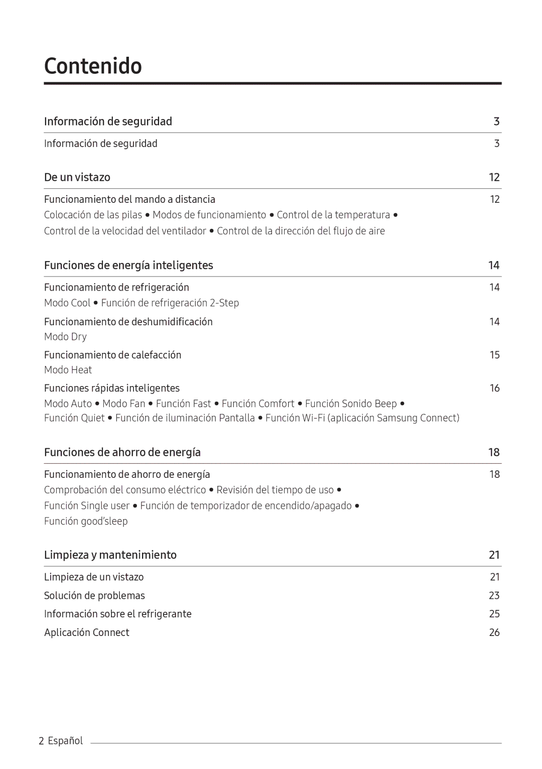 Samsung AR07NXWSAURNEU, AR12NXWSAURNEU, AR09NXWSAURNEU manual Contenido﻿, Información de seguridad 