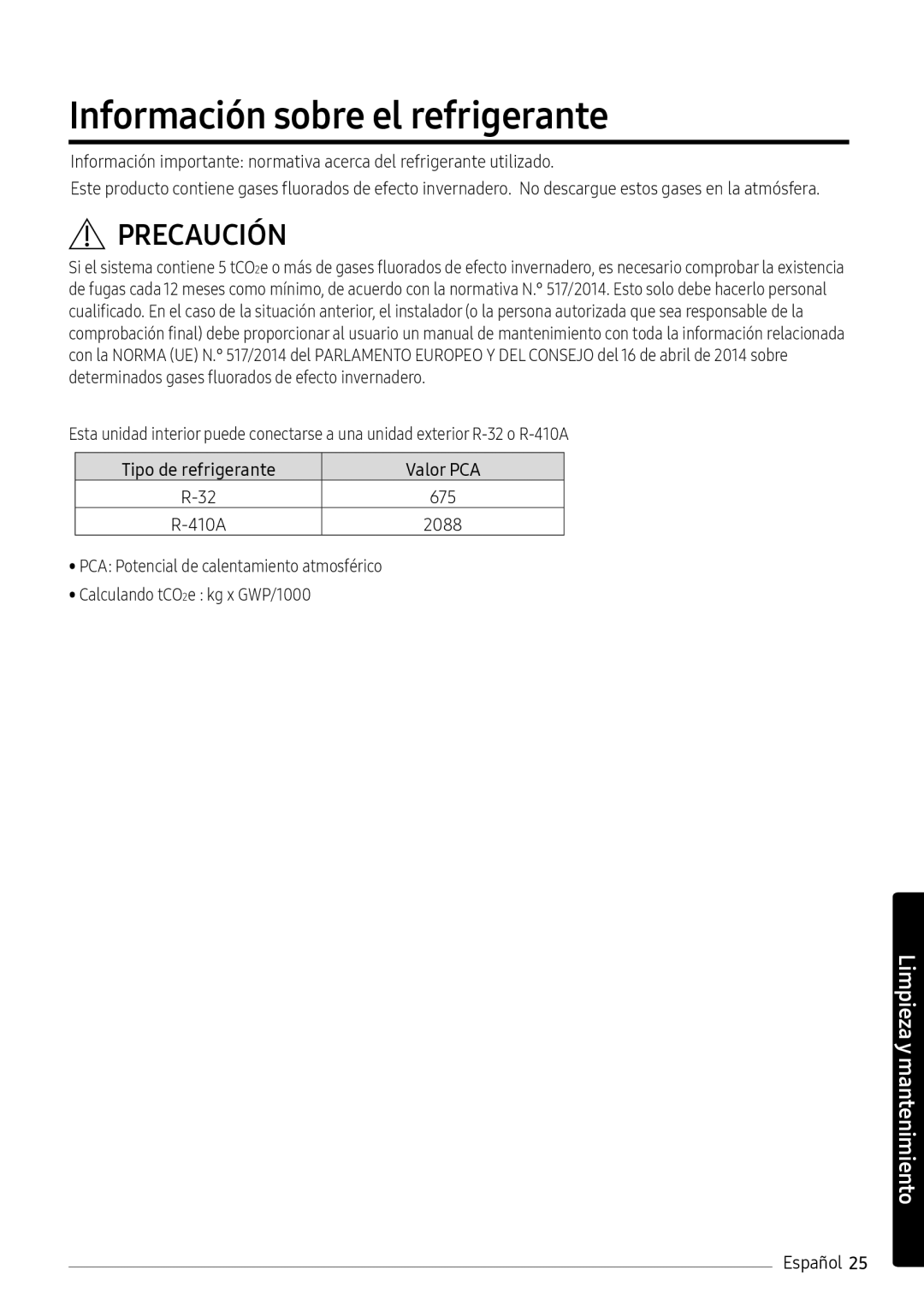 Samsung AR09NXWSAURNEU, AR12NXWSAURNEU, AR07NXWSAURNEU manual Información sobre el refrigerante, 2088 