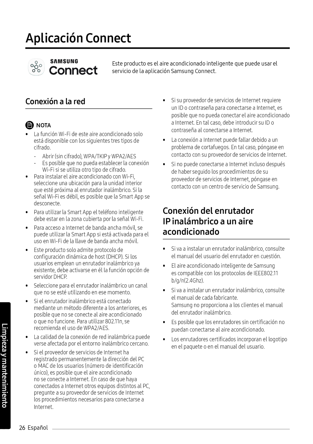 Samsung AR07NXWSAURNEU, AR12NXWSAURNEU, AR09NXWSAURNEU manual Aplicación Connect, Conexión a la red 