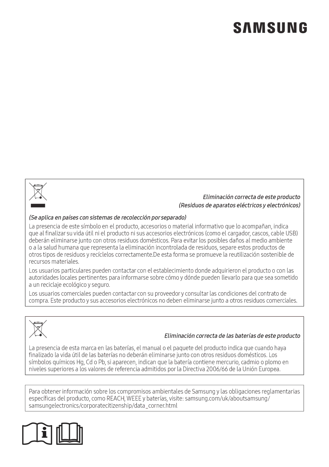 Samsung AR12NXWSAURNEU, AR09NXWSAURNEU, AR07NXWSAURNEU manual Eliminación correcta de las baterías de este producto 