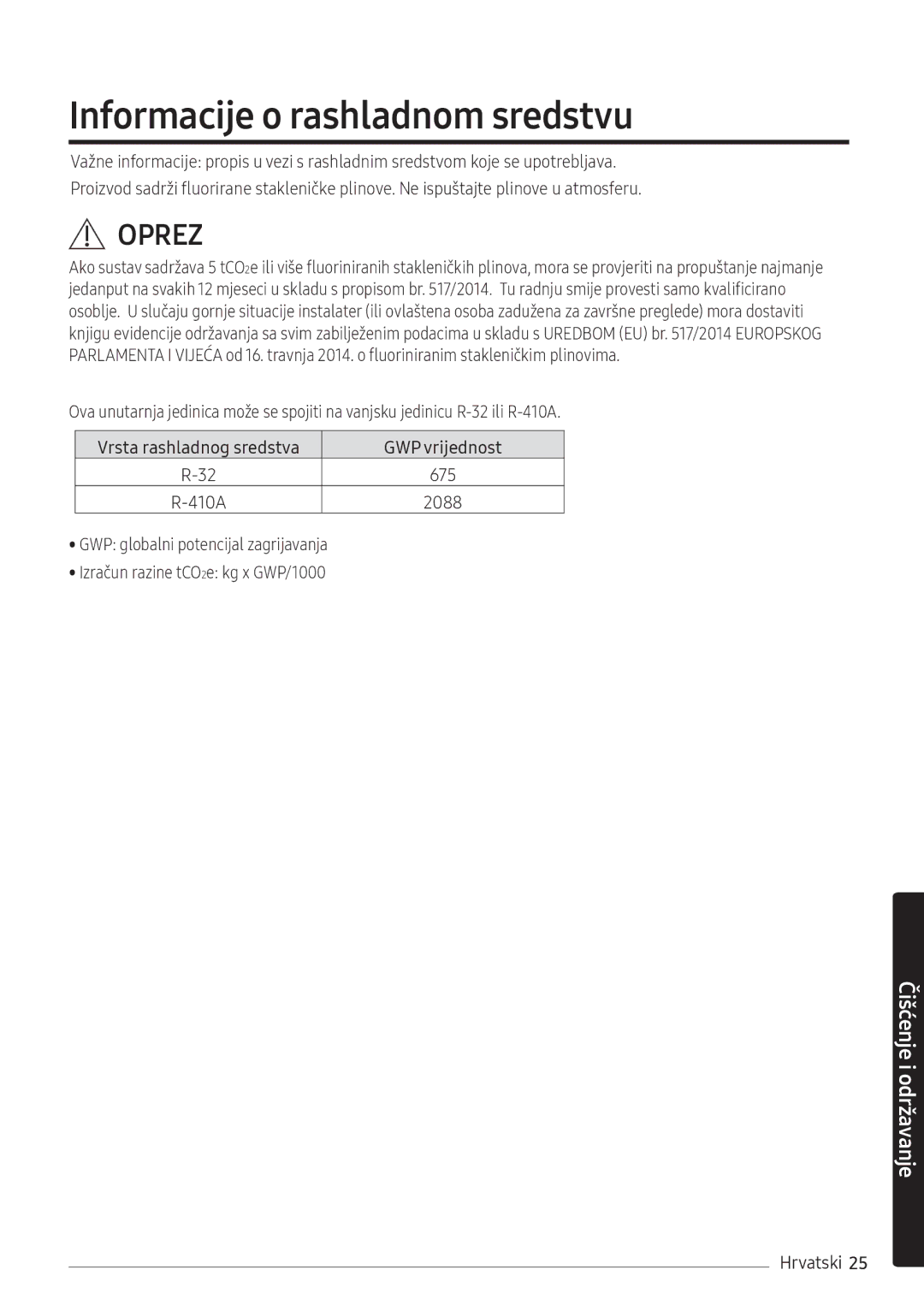 Samsung AR09NXWSAURNEU, AR12NXWSAURNEU manual Informacije o rashladnom sredstvu, 2088 